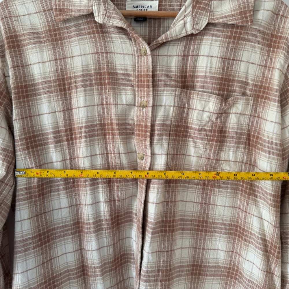 American Eagle Outfitters Plaid Button Down Shirt - Brown and Cream - Picture 7 of 9